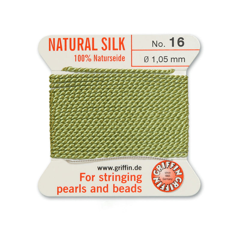 Griffin Jade Green Silk No.16 1.05mm Cord, ideal for bead and pearl stringing